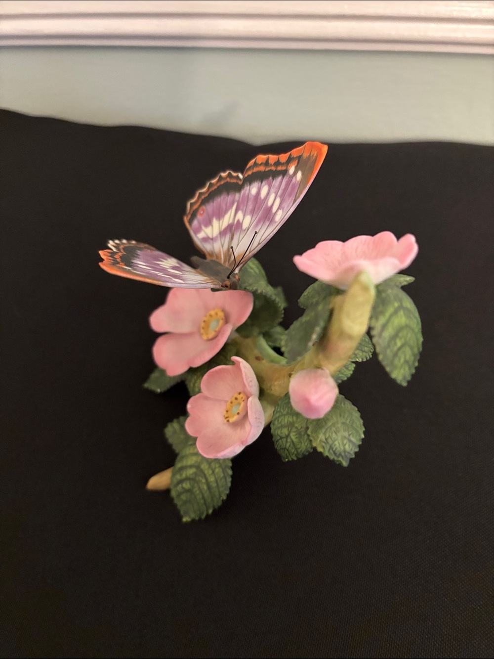 Lenox Purple Emperor and Pink Butterfly Figurine Dated 1991